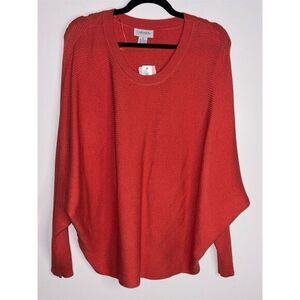 Carmen Marc Valvo Women's Red Dolman Sleeve Pullover Sweater Size XL